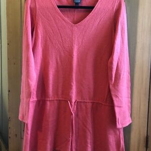 Eileen Fisher coral silk-cashmere blend v-neck sweater